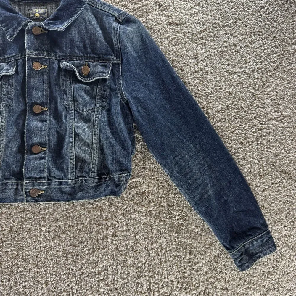 Polo Ralph Lauren Denim Jacket Girls 10 Blue Trucker Youth Cropped‎ Pockets Kids